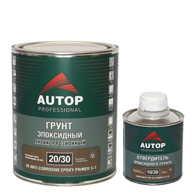 Autop AUTOP 20/30 - 2K Epoxy anti-corrosion primer 3+1 - light gray, complete with hardener ATP-PR20/30-075/P3 + ATP-HR10/30-025 – buy in Saint Petersburg | carpaint.kz