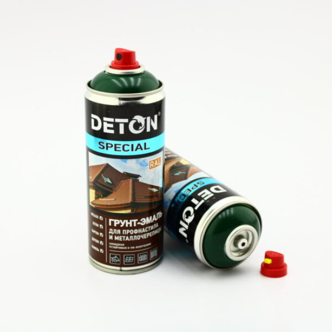 Deton RAL 6005 DETON SPECIAL - 金属瓷砖瓷釉底漆 - 苔藓绿 - 气雾剂，520 毫升 DTN-A07289 图片 – 圣彼得堡 | carpaint.kz