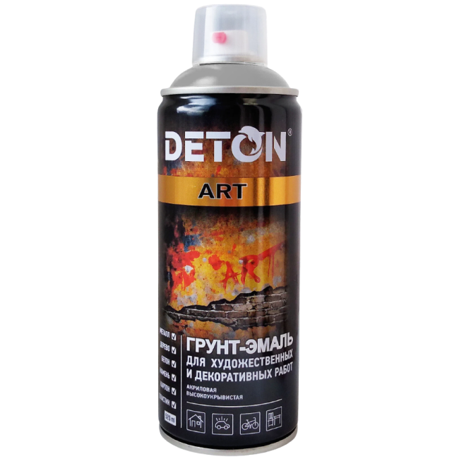 Deton 用于艺术和装饰作品的底漆珐琅 DETON ART 黑色，哑光，气雾剂 520 毫升 DTN-A70668 图片 – 圣彼得堡 | carpaint.kz