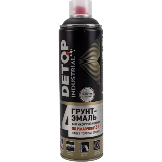 Detop RAL 9004 DETOP №4 - Rust primer-enamel 3 in 1 - Black - Aerosol DTI-A07721 – buy in Saint Petersburg | carpaint.kz
