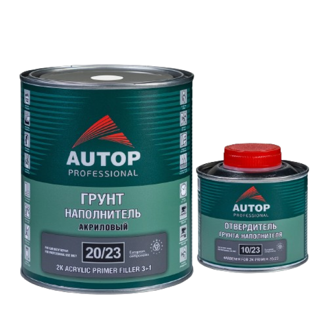AUTOP 20/23 - 2K Акрилді праймер-толтырғыш 3+1 - Ақ, қатайтқышы бар жинақ, 1,0+0,33л ATP-PR20/23-1/P1 + ATP-HR10/23-033 – Санкт-Петербургте сатып алу | Autop | carpaint.kz
